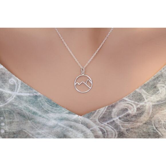 Sterling Silver Wire Mountain Charm Necklace, Silver Wire Mountain Charm - Picture 1 of 3